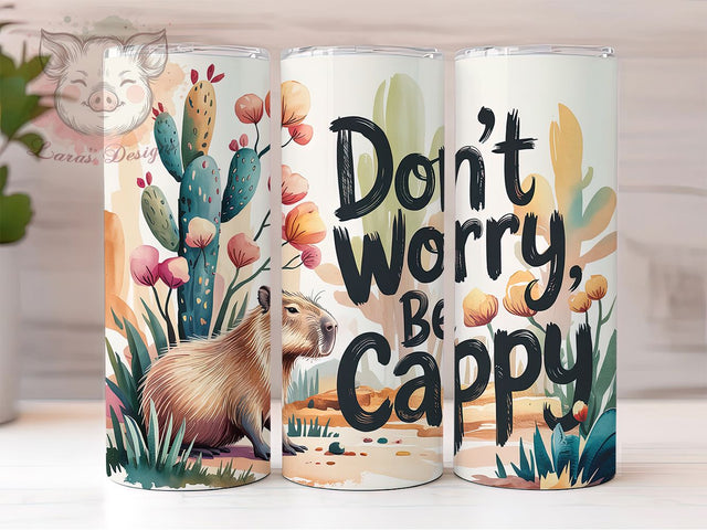Happy Cappy Funny Capybara Tumbler, Funny Animal Cup, Positive Quote Gift, Cute Rodent Tumbler, Animal Pun Design, Happy Cappy Gift, Motivational Cup Sublimation Lara' s Designs 