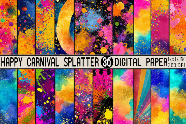 Happy Carnival Splatter Backgrounds Digital Pattern SVGArt 