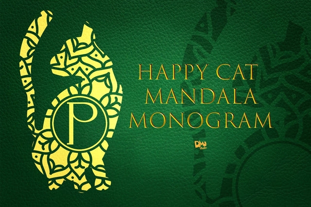 Happy Cat Mandala Monogram Font Dm Letter Studio 