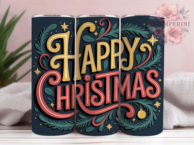 Happy Christmas Holiday Tumbler, Holiday Sublimation Design, Festive Cup Art, 20oz Xmas Tumbler, Whimsical Christmas Mug, Stylish Holiday Cup, Cozy Christmas Wrap Sublimation Li Zamperini 