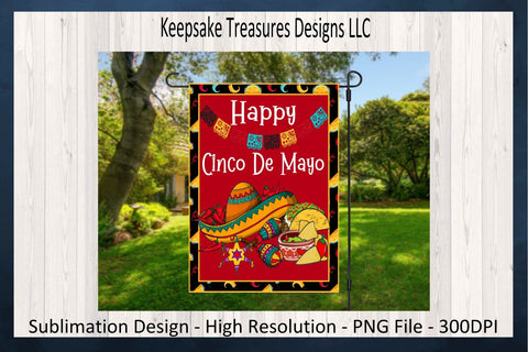 Happy Cinco De Mayo, Cinco De Mayo Yard Flag Template, Cinco De Mayo Sublimation PNG Design, Digital Download, Mexican Clip Art Sublimation Keepsake Treasures Designs LLC. 