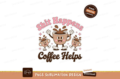 Happy coffee cups with splashing liquid image Sublimation Designangry 