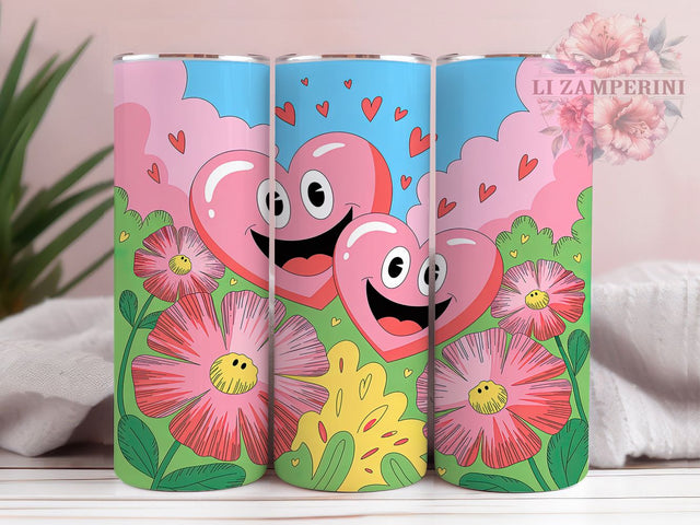 Happy Colorful Heart Tumbler, Colorful Floral Pattern, Bright Heart Design, 20Oz Sublimation Wrap, Cheerful Flower Art, Cute Heart Texture, Tumbler Sublimation Sublimation Li Zamperini 
