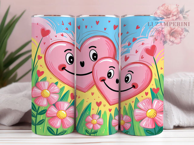 Happy Colorful Heart Tumbler, Colorful Floral Pattern, Bright Heart Design, 20Oz Sublimation Wrap, Cheerful Flower Art, Cute Heart Texture, Tumbler Sublimation Sublimation Li Zamperini 