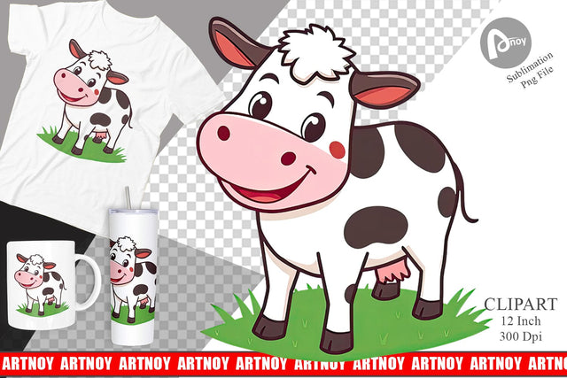 Happy Cow Face Clipart Sublimation artnoy 