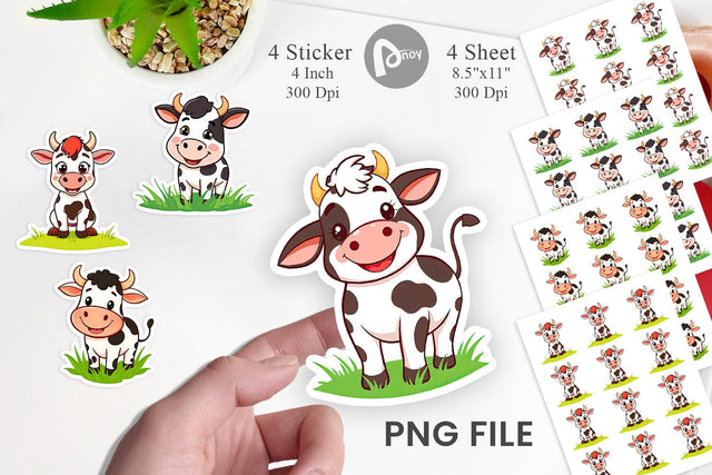 Happy Cow Face Sticker Sublimation artnoy 