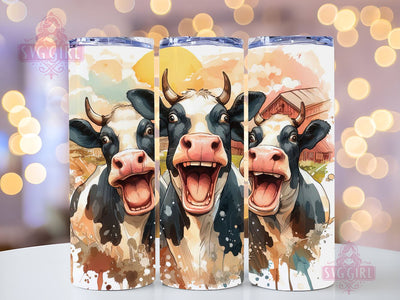 Happy Cow Tumbler Wrap 20oz Skinny Tumbler Sublimation Design Happy Cow Tumbler PNG Instant Digital Download Sublimation SvggirlplusArt 