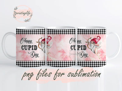 Happy cupid day mug PNG design Watercolor Valentine gnome mug wrap Sublimation PrintingLife 