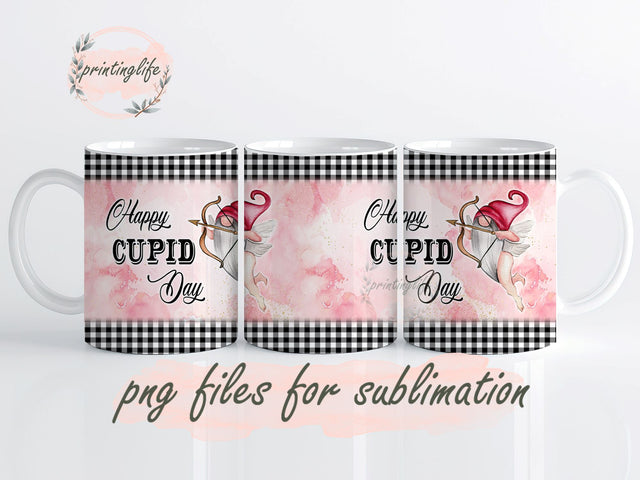 Happy cupid day mug PNG design Watercolor Valentine gnome mug wrap Sublimation PrintingLife 