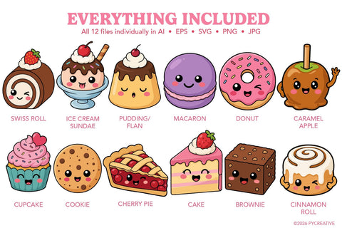 Happy Desserts Clipart SVG PNG JPG EPS SVG Patty Young Creative 