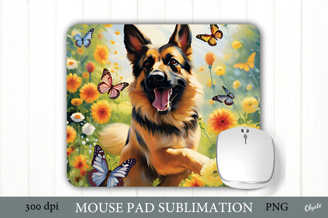 Happy Dog Mouse Pad PNG. German Shepherd Sublimation PNG Sublimation Olga Terlyanskaya 