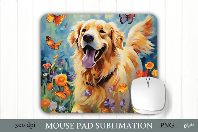 Happy Dog Mouse Pad PNG. Golden Retriever Sublimation PNG Sublimation Olga Terlyanskaya 