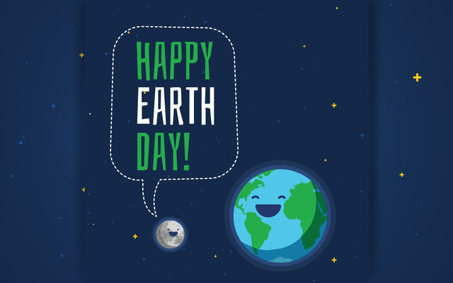 Happy Earth Day. Ecology concept. Design with globe map drawing and leaves on a dark background. SVG naemmiah021 