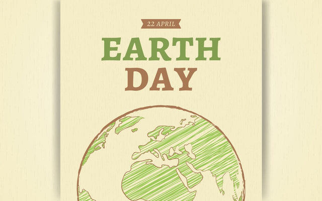 Happy earth day. Ecology concept. Design with globe map drawing and leaves on light brown background. SVG naemmiah021 