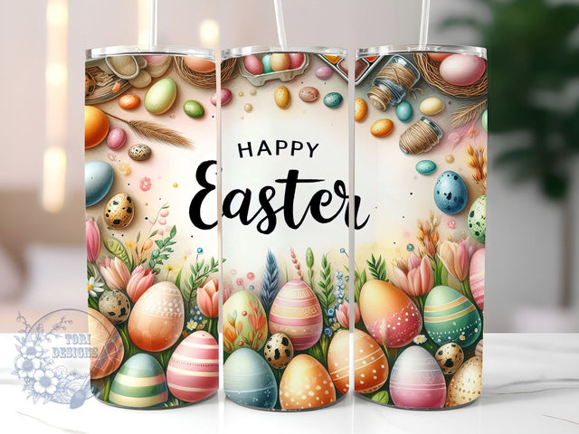 Happy Easter 20 oz Skinny Tumbler Sublimation Design, Cute Easter Day Tumbler Png, Straight & Tapered Tumbler Wrap, Instant Digital Download Sublimation ToriDesigns 