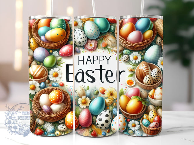 Happy Easter 20 oz Skinny Tumbler Sublimation Design, Cute Easter Day Tumbler Png, Straight & Tapered Tumbler Wrap, Instant Digital Download Sublimation ToriDesigns 