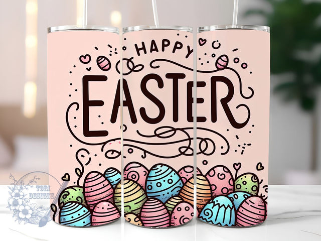 Happy Easter 20 oz Skinny Tumbler Sublimation Design, Cute Easter Day Tumbler Png, Straight & Tapered Tumbler Wrap, Instant Digital Download Sublimation ToriDesigns 