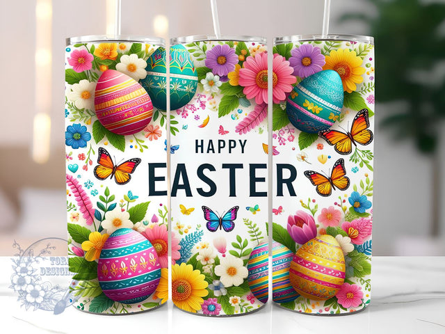 Happy Easter 20 oz Skinny Tumbler Sublimation Design, Egg, Floral Easter Bunny Tumbler Png, Straight & Tapered Tumbler Wrap, Instant Digital Download Sublimation ToriDesigns 