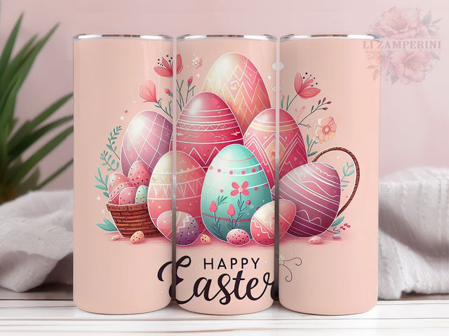 Happy Easter 20oz Skinny Tumbler, Easter Eggs Tumbler Wrap PNG, Straight & Tapered Tumbler Wrap, Instant Digital Download Sublimation Li Zamperini 