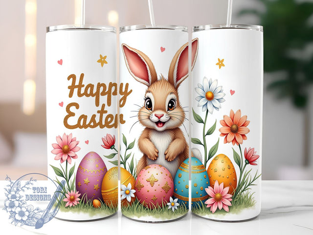 Happy Easter 20oz Skinny Tumbler PNG, Easter Tumbler Sublimation Wrap, Straight & Tapered Tumbler Wrap, Instant Digital Download Sublimation ToriDesigns 