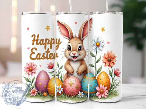 Happy Easter 20oz Skinny Tumbler PNG, Easter Tumbler Sublimation Wrap, Straight & Tapered Tumbler Wrap, Instant Digital Download Sublimation ToriDesigns 