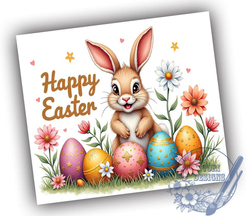 Happy Easter 20oz Skinny Tumbler PNG, Easter Tumbler Sublimation Wrap, Straight & Tapered Tumbler Wrap, Instant Digital Download Sublimation ToriDesigns 