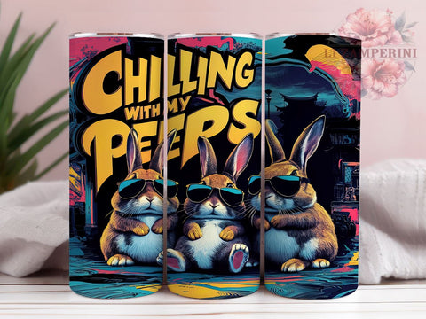 Happy Easter 20oz Tumbler Wrap PNG, Chilling With My Peeps Tumbler Png, Straight & Tapered Tumbler Wrap, Instant Digital Download Sublimation Li Zamperini 
