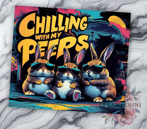 Happy Easter 20oz Tumbler Wrap PNG, Chilling With My Peeps Tumbler Png, Straight & Tapered Tumbler Wrap, Instant Digital Download Sublimation Li Zamperini 