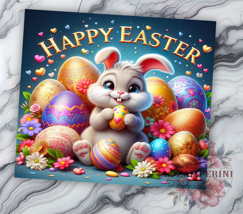 Happy Easter 20oz Tumbler Wrap PNG, Easter Bunny Tumbler PNG Sublimation Design, Straight & Tapered Tumbler Wrap, Instant Digital Download Sublimation Li Zamperini 