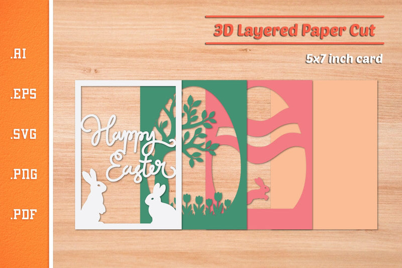 Happy Easter - 3D Layered Paper Cut SVG - So Fontsy