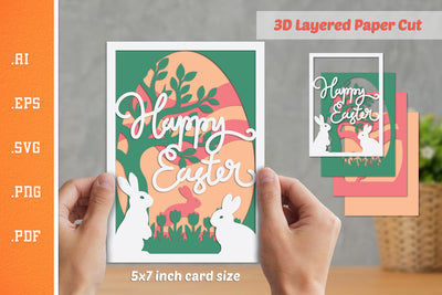 Happy Easter - 3D Layered Paper Cut SVG SVG Slim Studio 