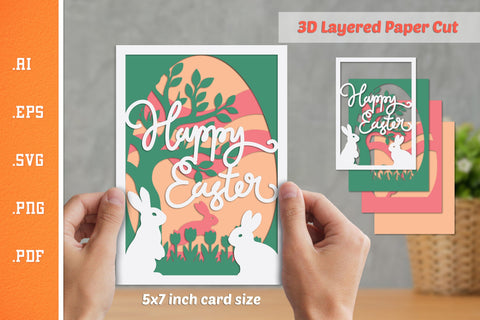 Happy Easter - 3D Layered Paper Cut SVG SVG Slim Studio 