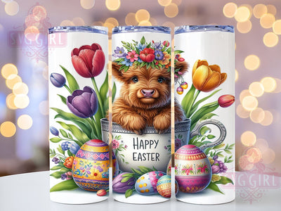 Happy Easter, Baby Highland Cow, 20oz Tumbler, Sublimation Design, Easter Gift, Cute Cow Decor, Spring Drinkware Sublimation SvggirlplusArt 