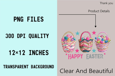 Happy Easter baskets with eggs Sublimation SVGArt 