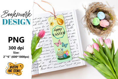 Happy Easter Bookmark printable. Easter chick bookmark PNG Sublimation Yustaf Art Store 