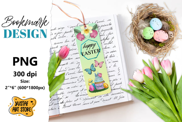 Happy Easter Bookmark printable. Easter chick bookmark Sublimation Yustaf Art Store 