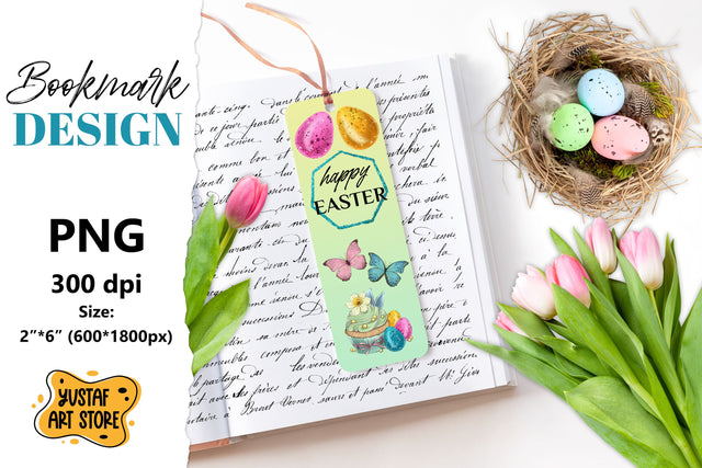 Happy Easter Bookmark printable. Easter cupcake bookmark Sublimation Yustaf Art Store 