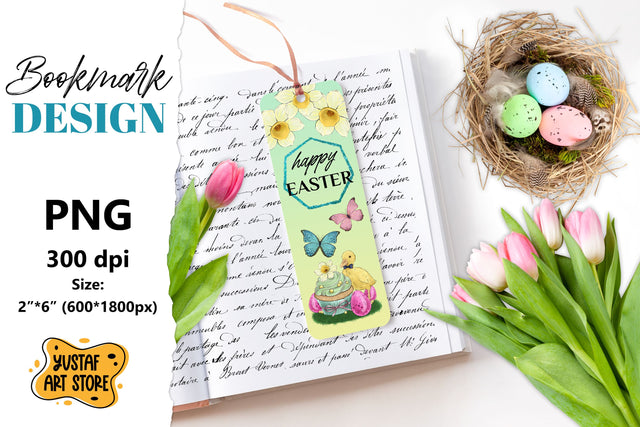Happy Easter Bookmark printable. Easter duck bookmark Sublimation Yustaf Art Store 