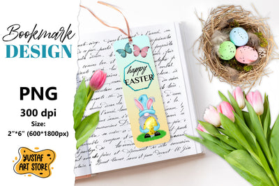 Happy Easter Bookmark printable. Easter gnome bookmark PNG Sublimation Yustaf Art Store 