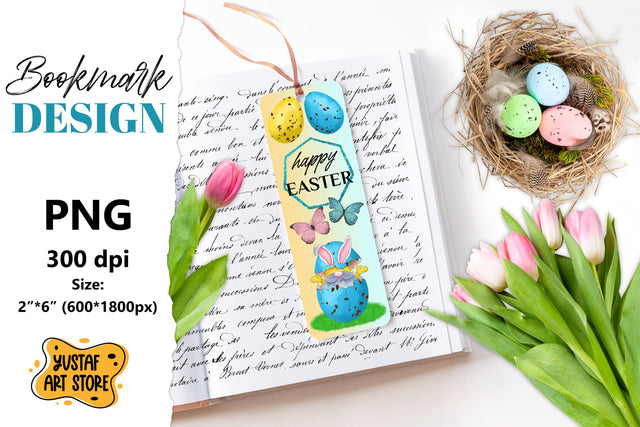 Happy Easter Bookmark printable. Easter gnome bookmark PNG Sublimation Yustaf Art Store 