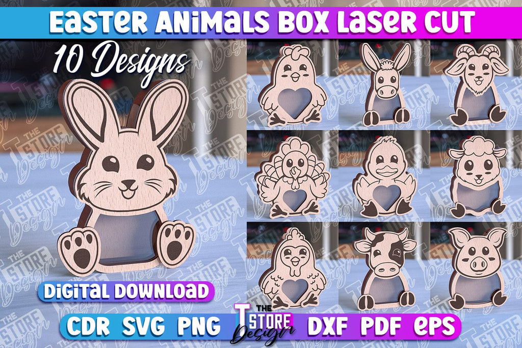 Happy Easter Box | Easter Animals Box Laser Cut | Candy Dome SVG - So ...
