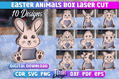 Happy Easter Box | Easter Animals Box Laser Cut | Candy Dome SVG SVG The T Store Design 