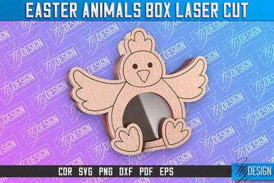 Happy Easter Box | Easter Chicken Box Laser Cut | Candy Dome SVG Fly Design 
