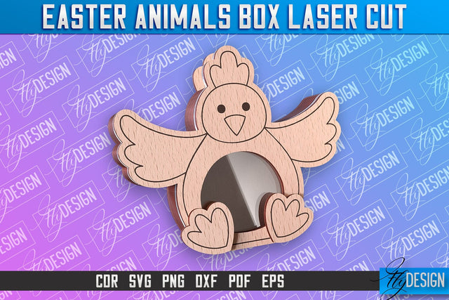 Happy Easter Box | Easter Chicken Box Laser Cut | Candy Dome SVG Fly Design 
