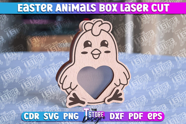 Happy Easter Box | Easter Chicken Box Laser Cut | Candy Dome SVG SVG The T Store Design 