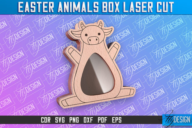 Happy Easter Box | Easter Cow Box Laser Cut | Candy Dome SVG Fly Design 