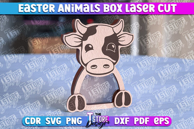 Happy Easter Box | Easter Cow Box Laser Cut | Candy Dome SVG SVG The T Store Design 