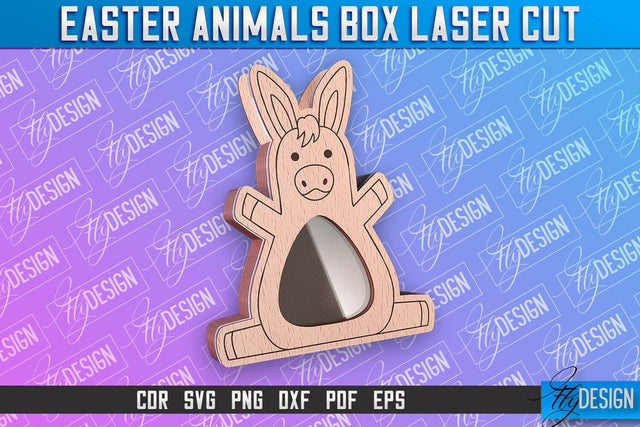 Happy Easter Box | Easter Donkey Box Laser Cut | Candy Dome SVG Fly Design 