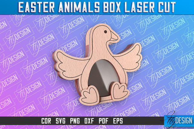 Happy Easter Box | Easter Goose Box Laser Cut | Candy Dome SVG Fly Design 