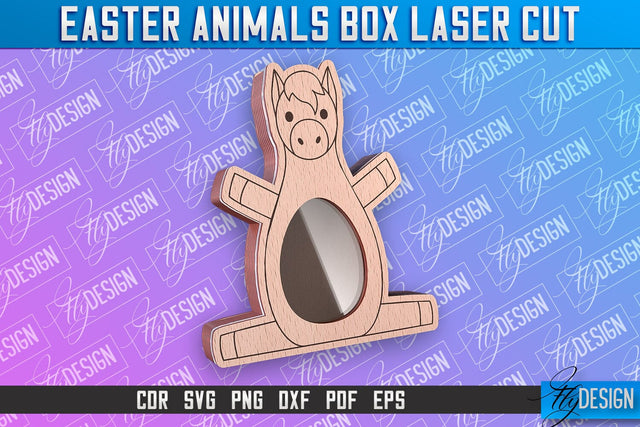 Happy Easter Box | Easter Horse Box Laser Cut | Candy Dome SVG Fly Design 